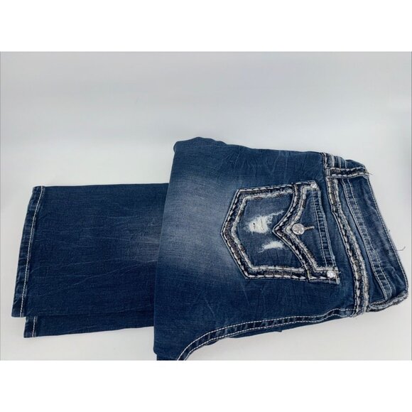 Miss Me Mid Rise Easy Crop Saddle Stitch White Tag Sz 34 EUC - Picture 11 of 12